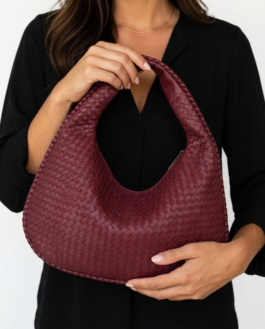 Oversized Woven Vegan Leather Tote Bag