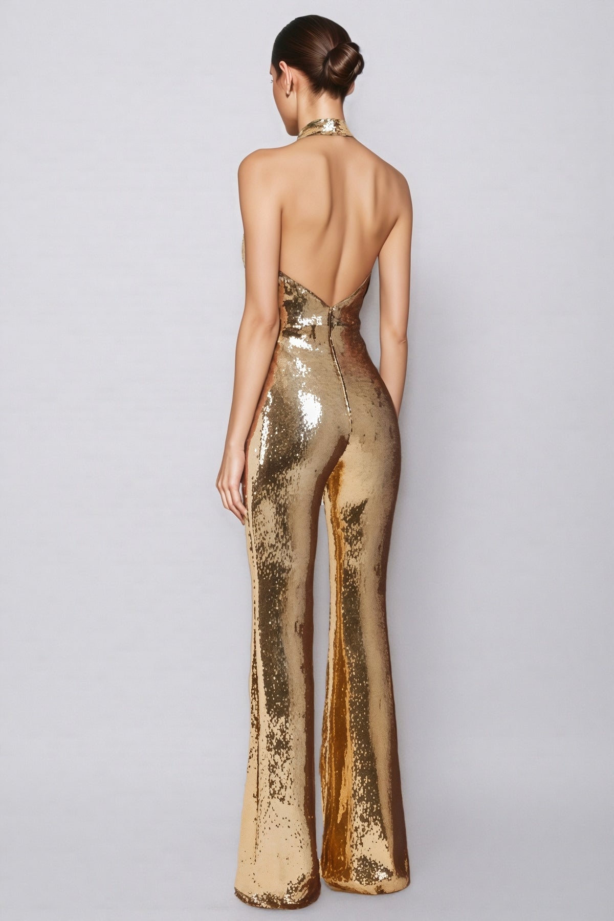 Emerson | Sleeveless Twisted Front Metallic Jumpsuit
