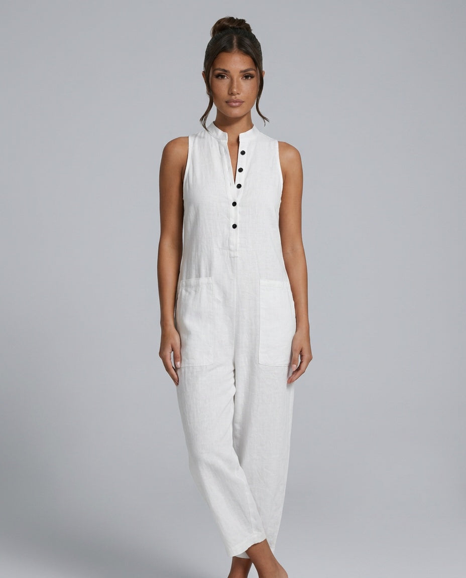 Reese | Sleeveless Linen-Blend Jumpsuit