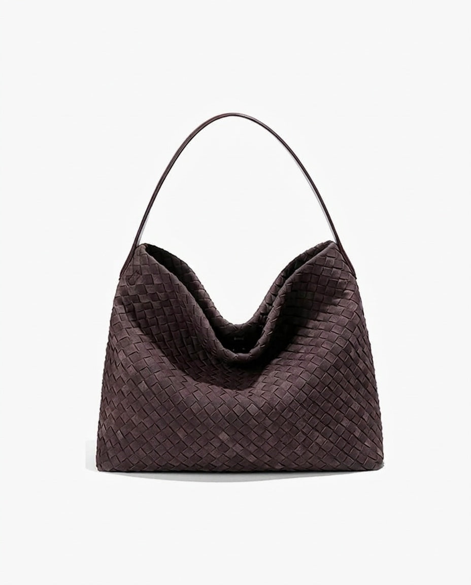 Structured Faux Suede Laptop Tote Bag