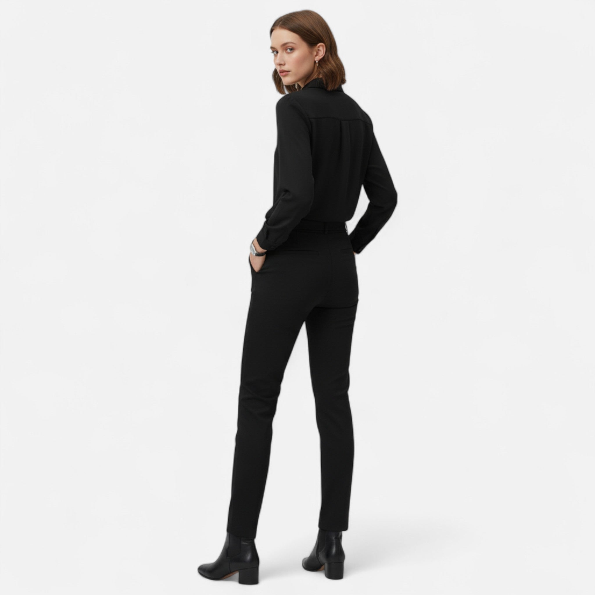 Emilia | Long Sleeve V-Neck Office Blouse