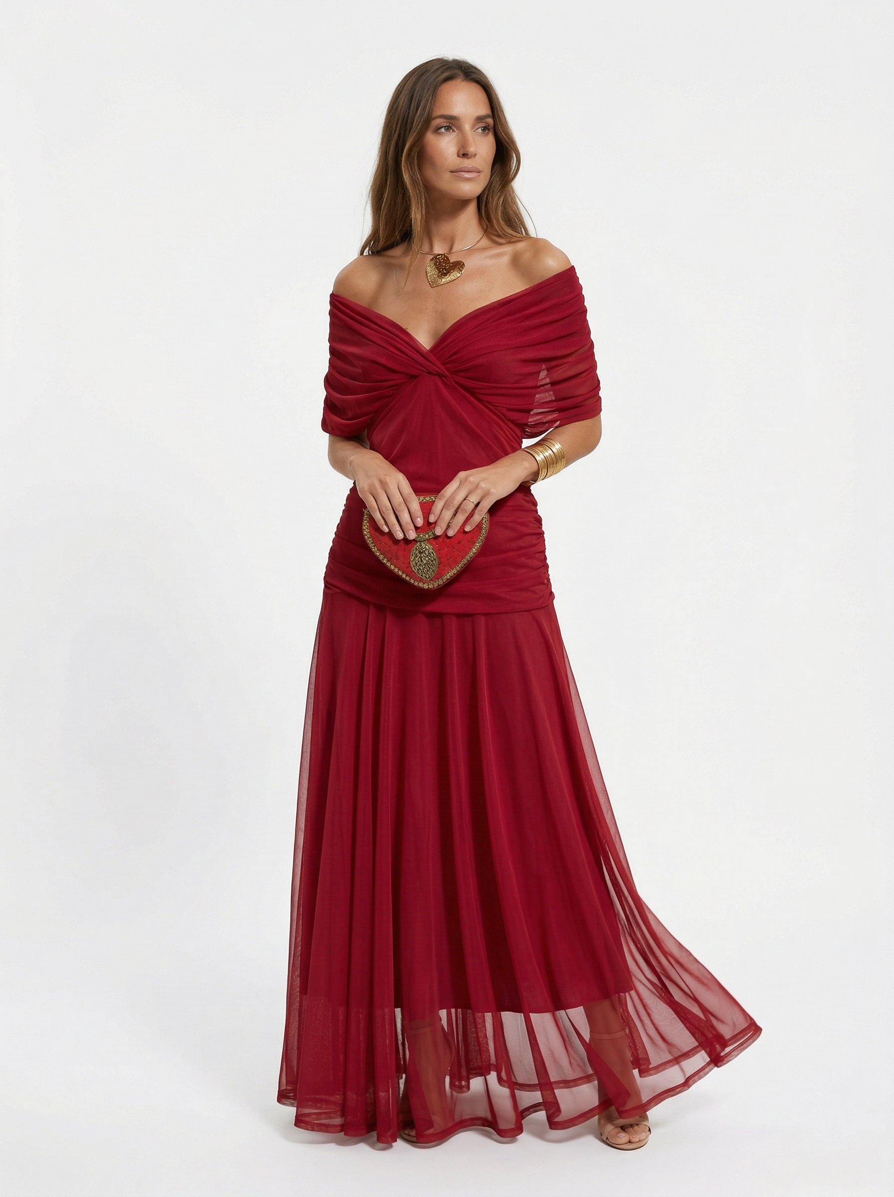 Kennedy | V-Neck Crossed Draped Floral Maxi Dress
