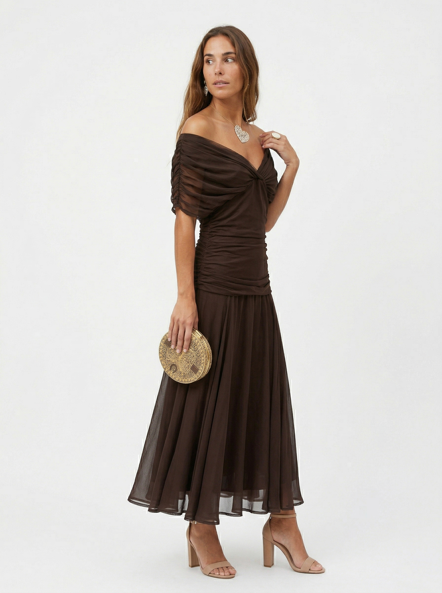 Kennedy | V-Neck Crossed Draped Floral Maxi Dress