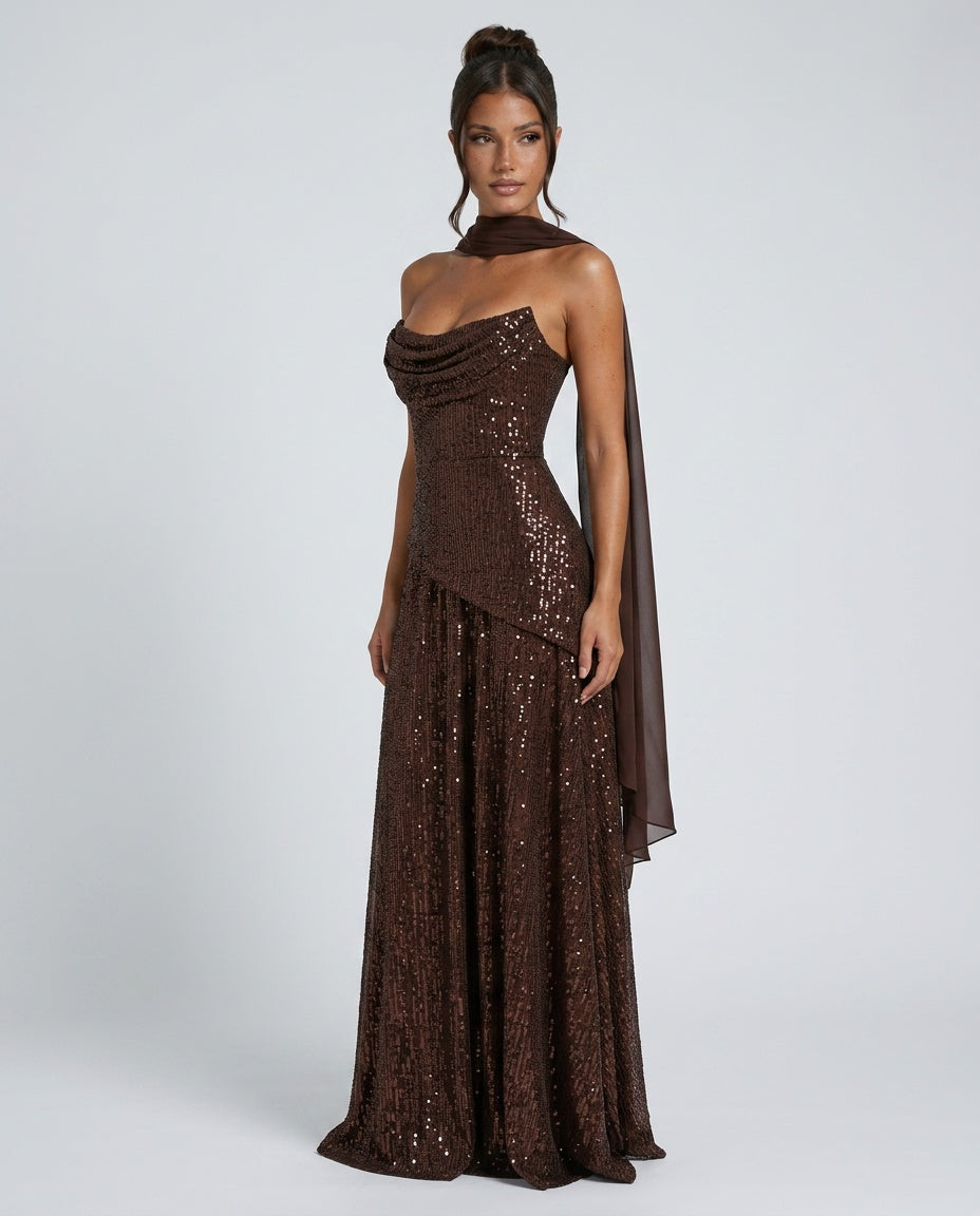 Liv | Off-Shoulder Sequin Mermaid Maxi Dress