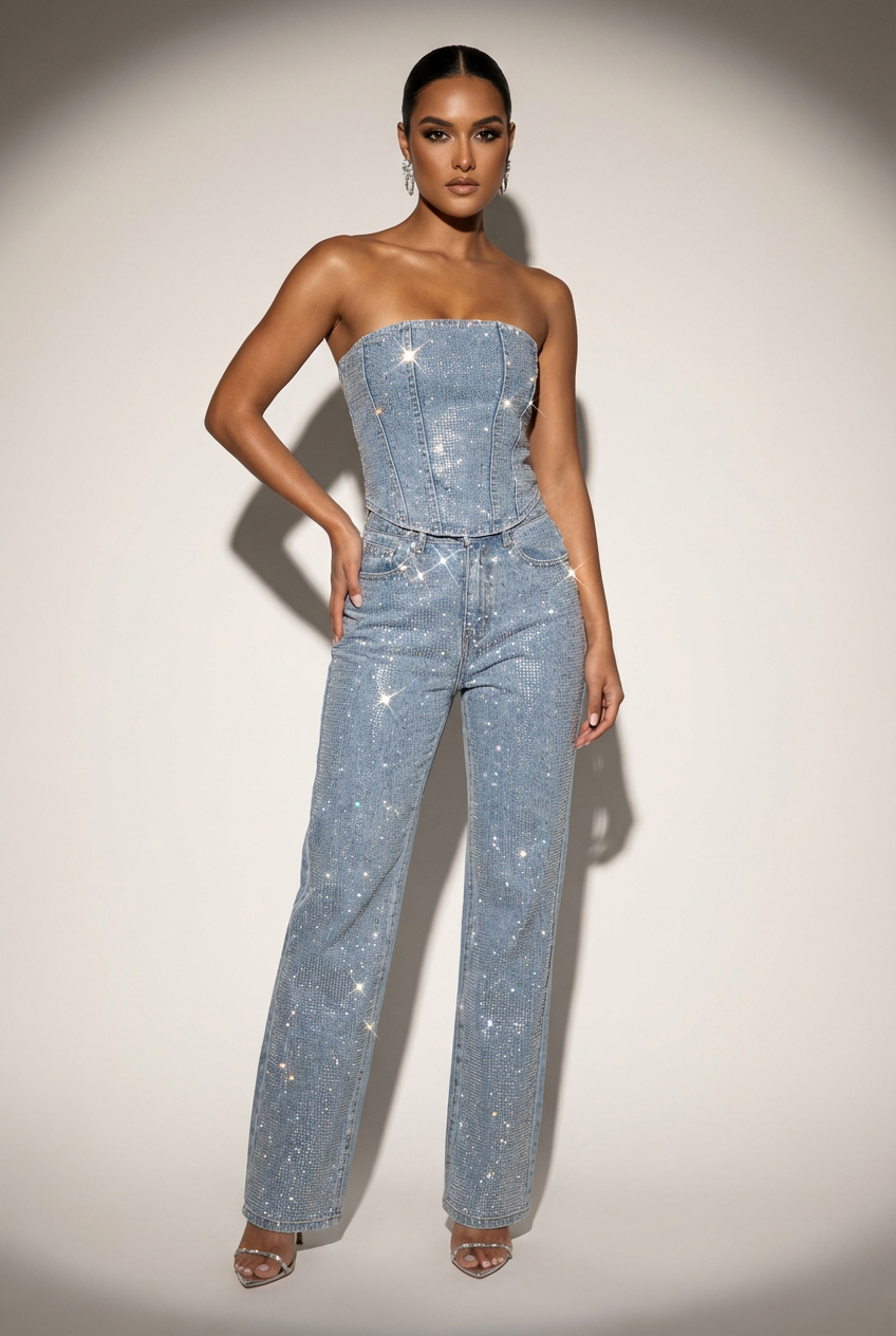 Stelline | Strapless Glitter Two-Piece Set