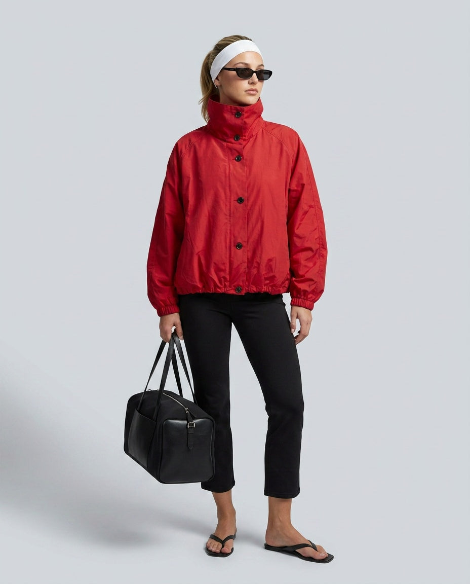 Edda | High Neck Zip Front Puff Sleeve Jacket