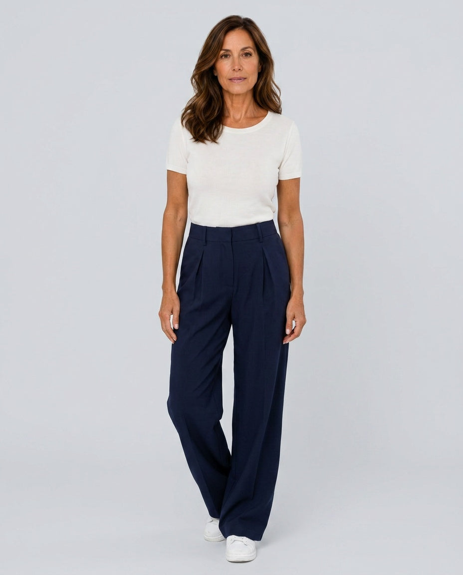 Emilia | High Waist Pleated Wide-Leg Trousers