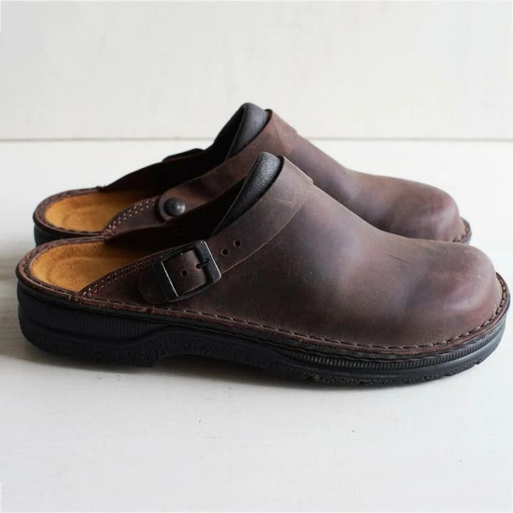 Emerson | Cushioned Leather-Look Clogs with Soft Footbed