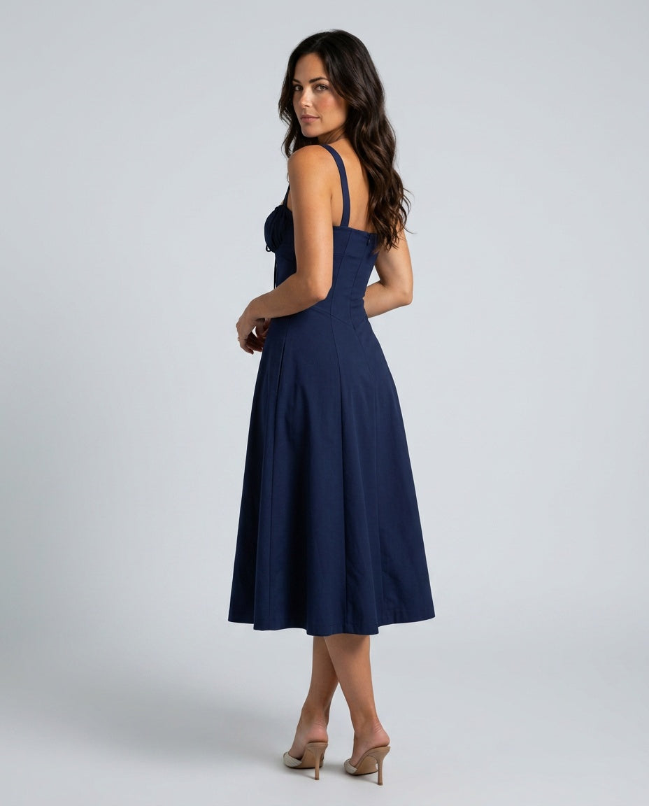 Renata | Floral Corset Lace-Up Midi Dress