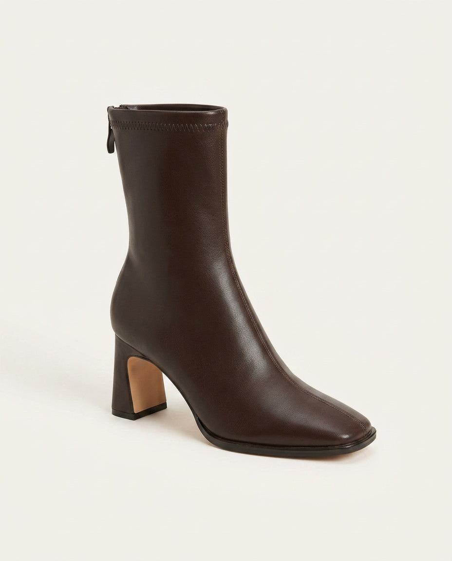 Sabine | Square Toe Block Heel Ankle Boots