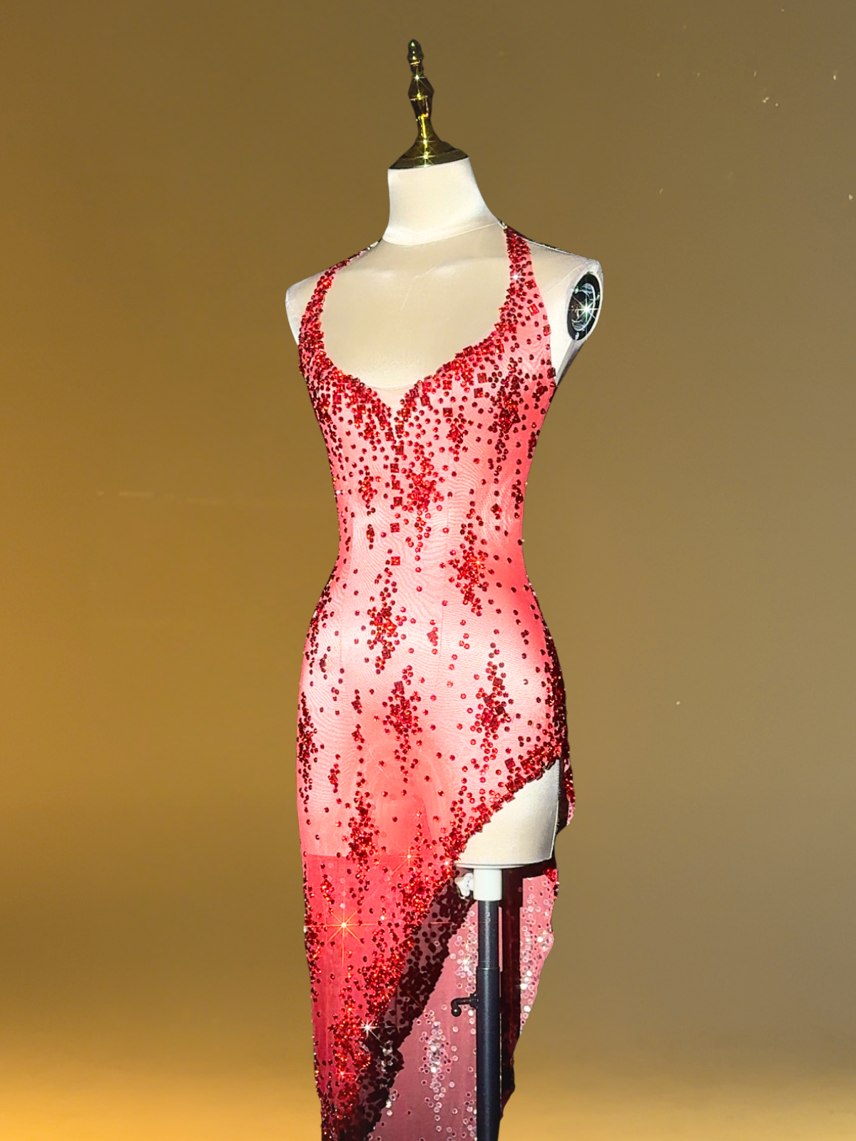 Mariana | Rhinestone Spaghetti Strap Side Split Midi Dress