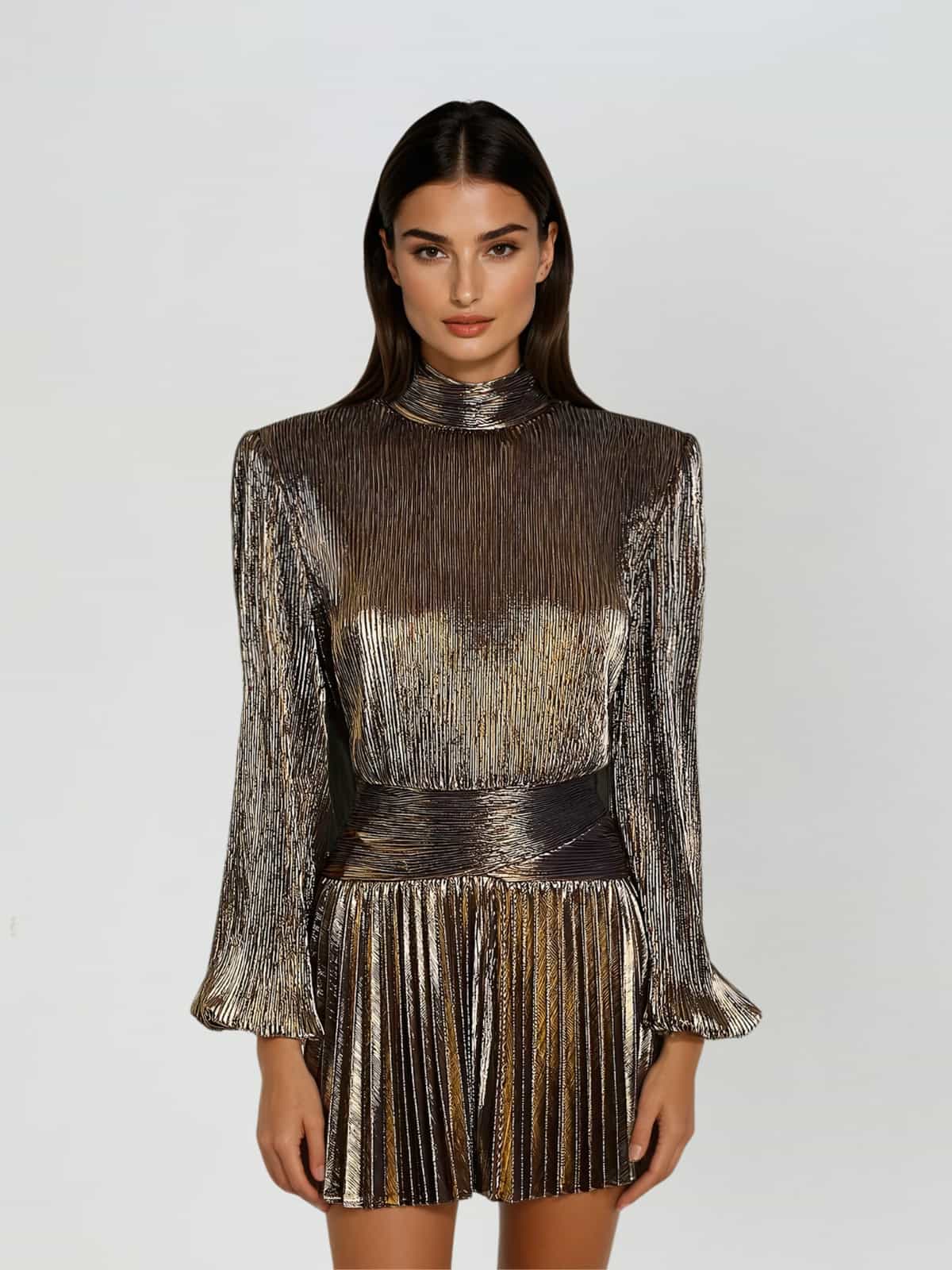 Blair | Pleated Metallic Mini Dress