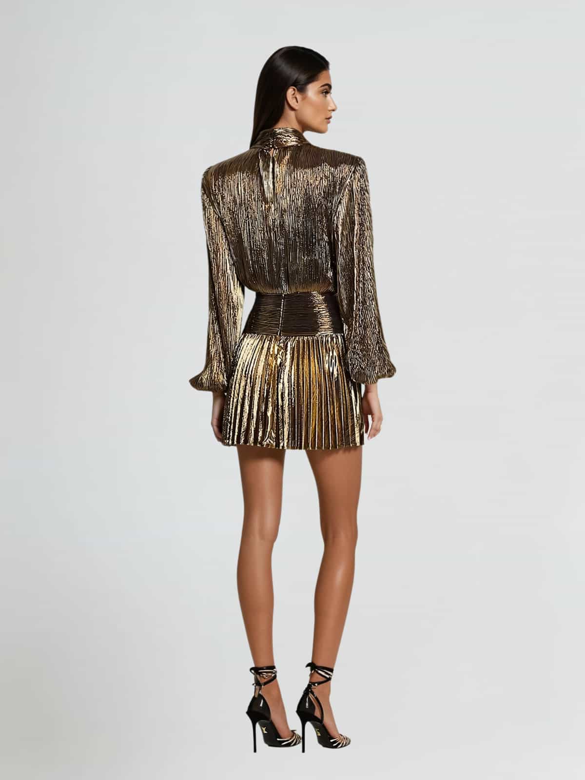 Blair | Pleated Metallic Mini Dress
