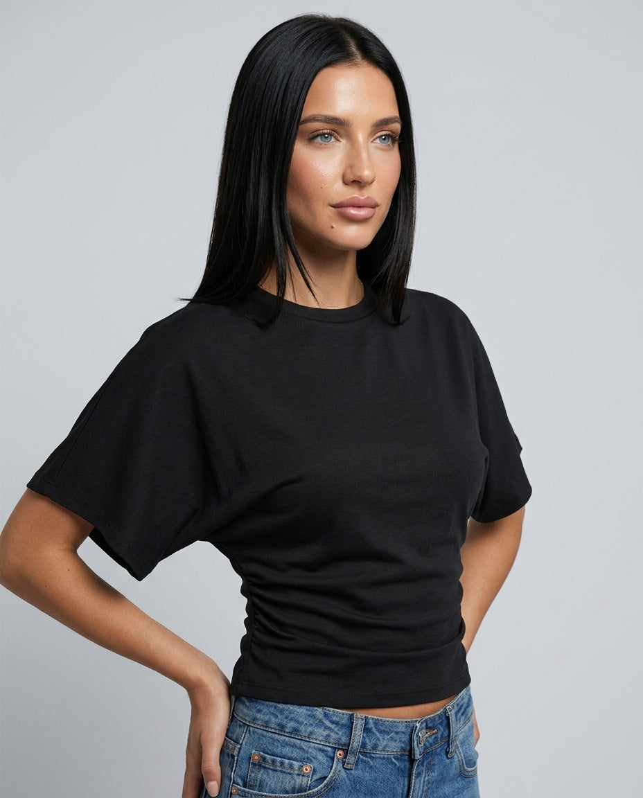 Anais | Cropped Ruched Wide-Sleeve Top