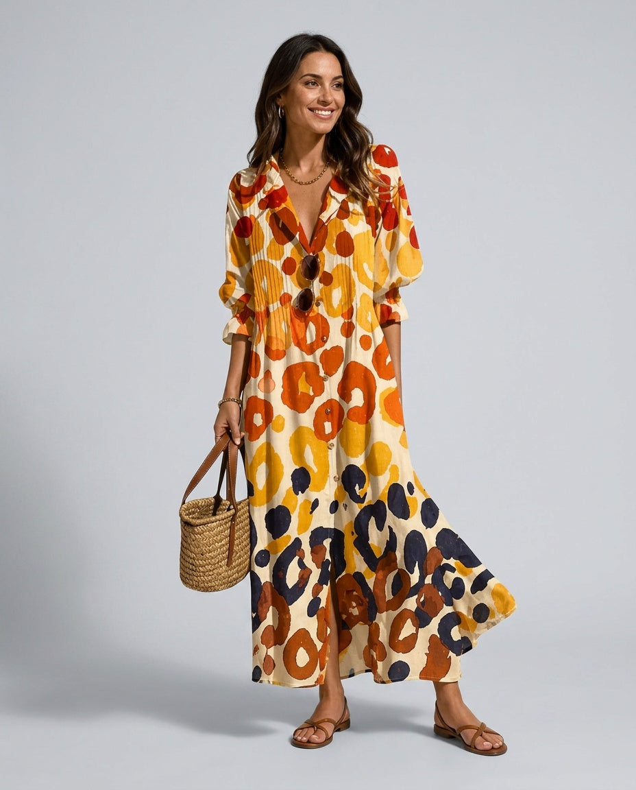 Ciara | Bohemian Button-Front Relaxed Maxi Dress