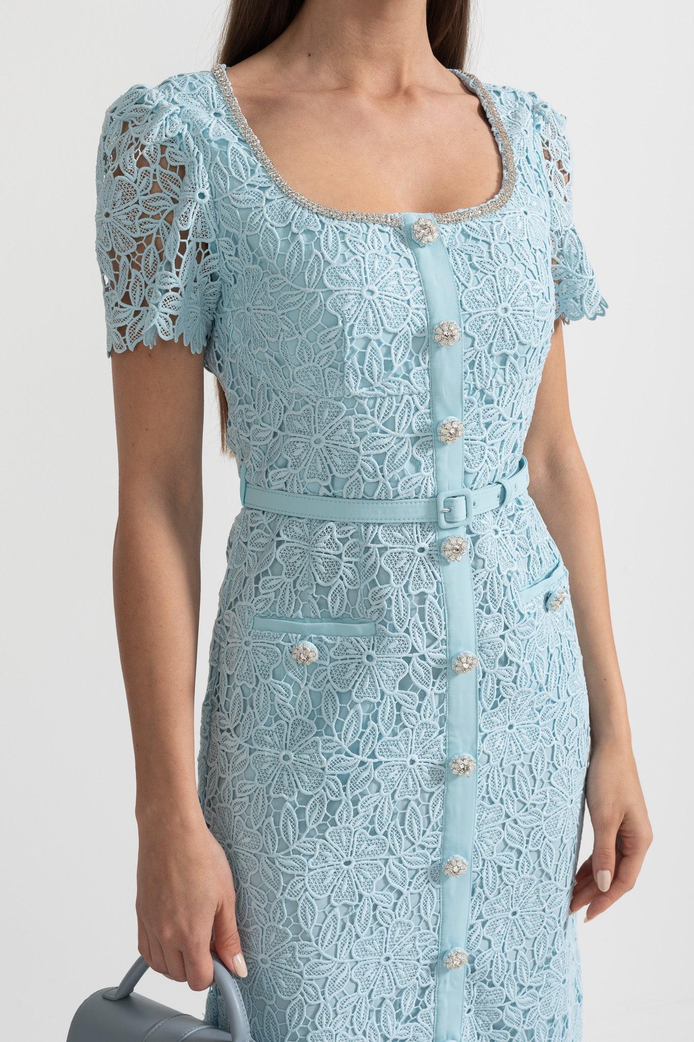 Fleur | Lace Button-Front Midi Dress