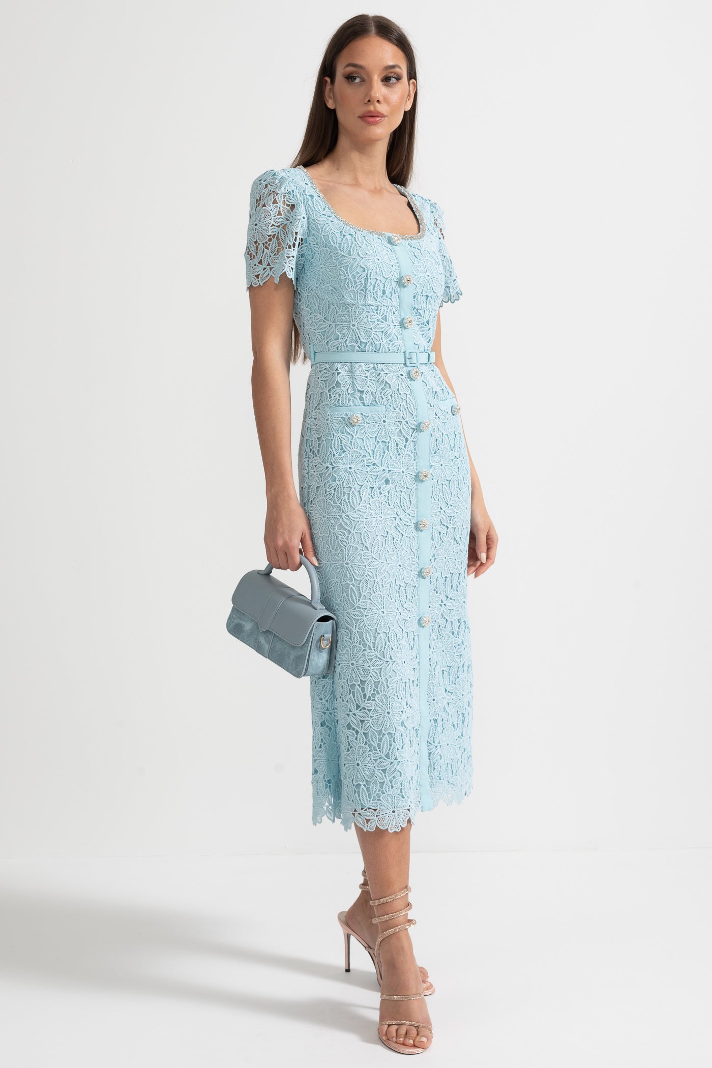 Fleur | Lace Button-Front Midi Dress