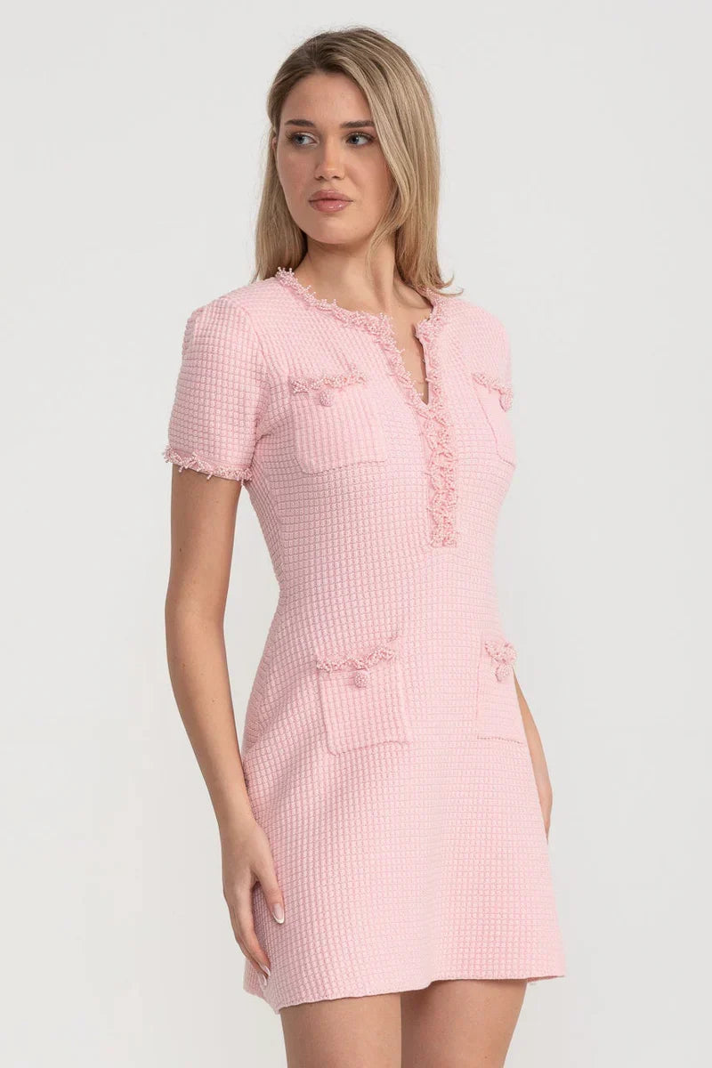 Thea | Buttoned Tweed Mini Dress