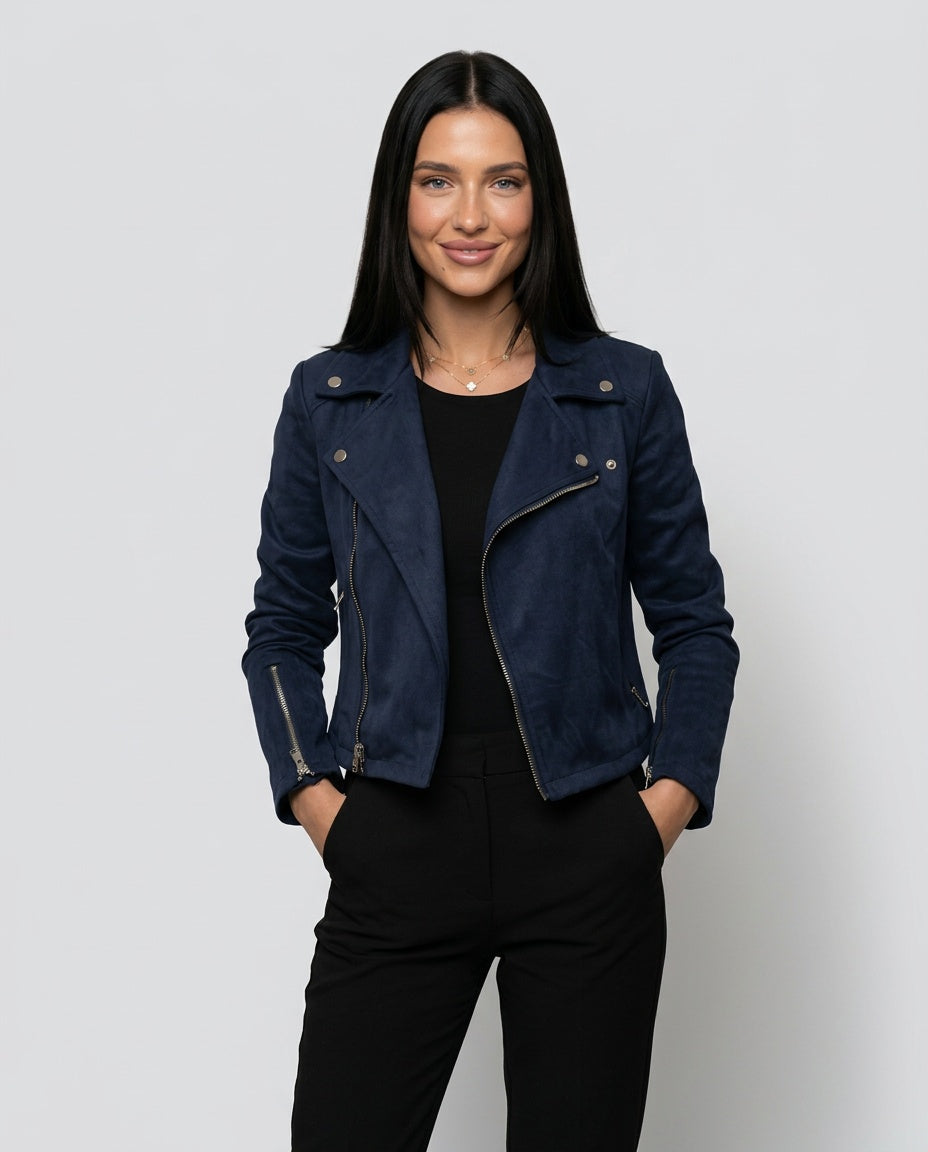 Gemma | Slim Fit Asymmetric Zip Biker Jacket