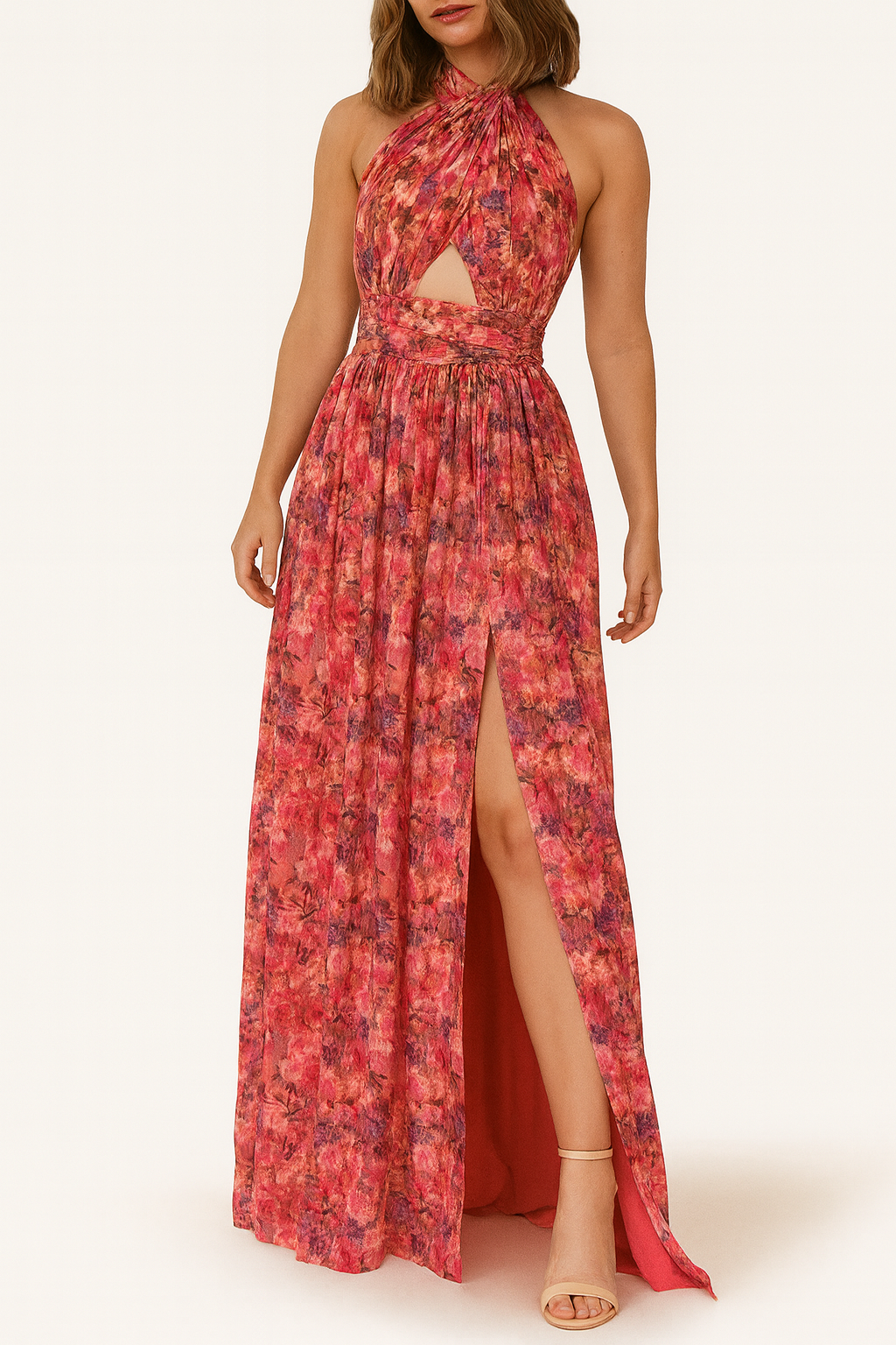 90s fashion dress Silk Long Bohemian Tiered Maxi Backless Dress – karmanepalcrafts main image 1