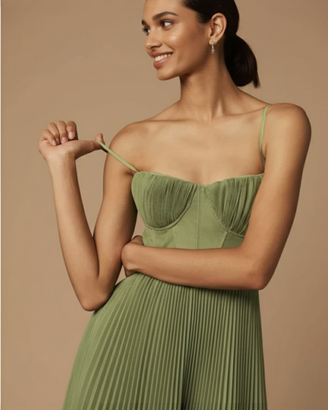 Isabella | Pleated Tulle Midi Dress