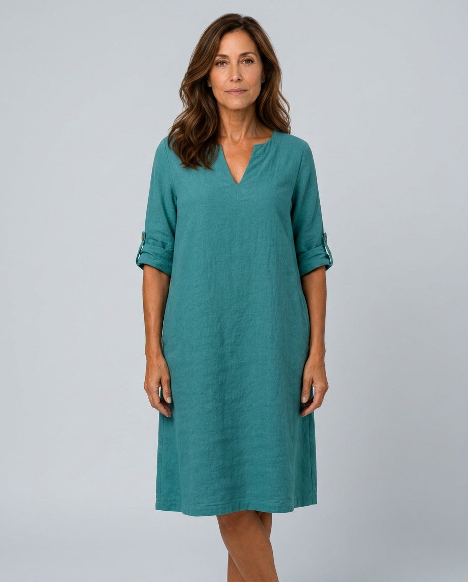 Helena | Relaxed-Fit Cotton-Blend Midi Dress