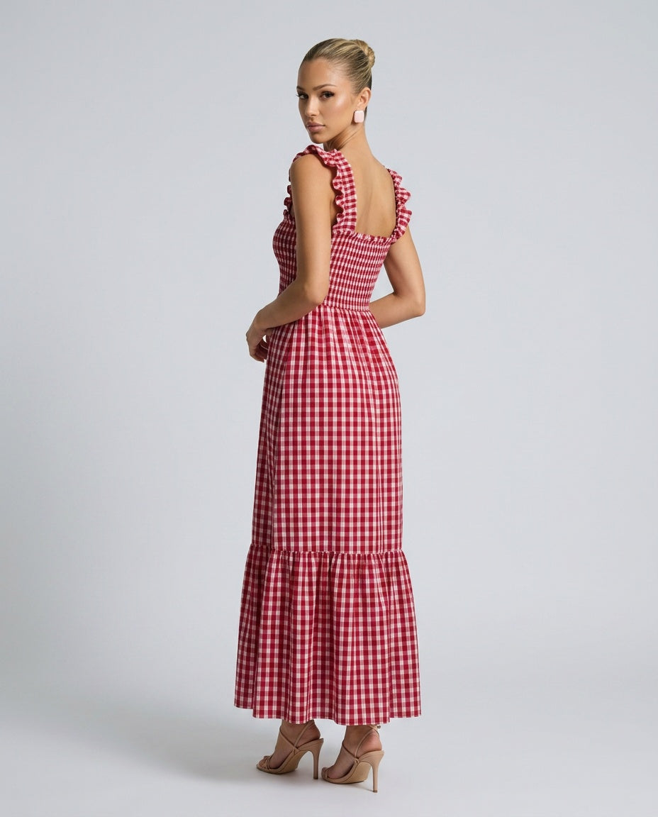 Billie | Plaid Spaghetti Strap Camisole Maxi Dress