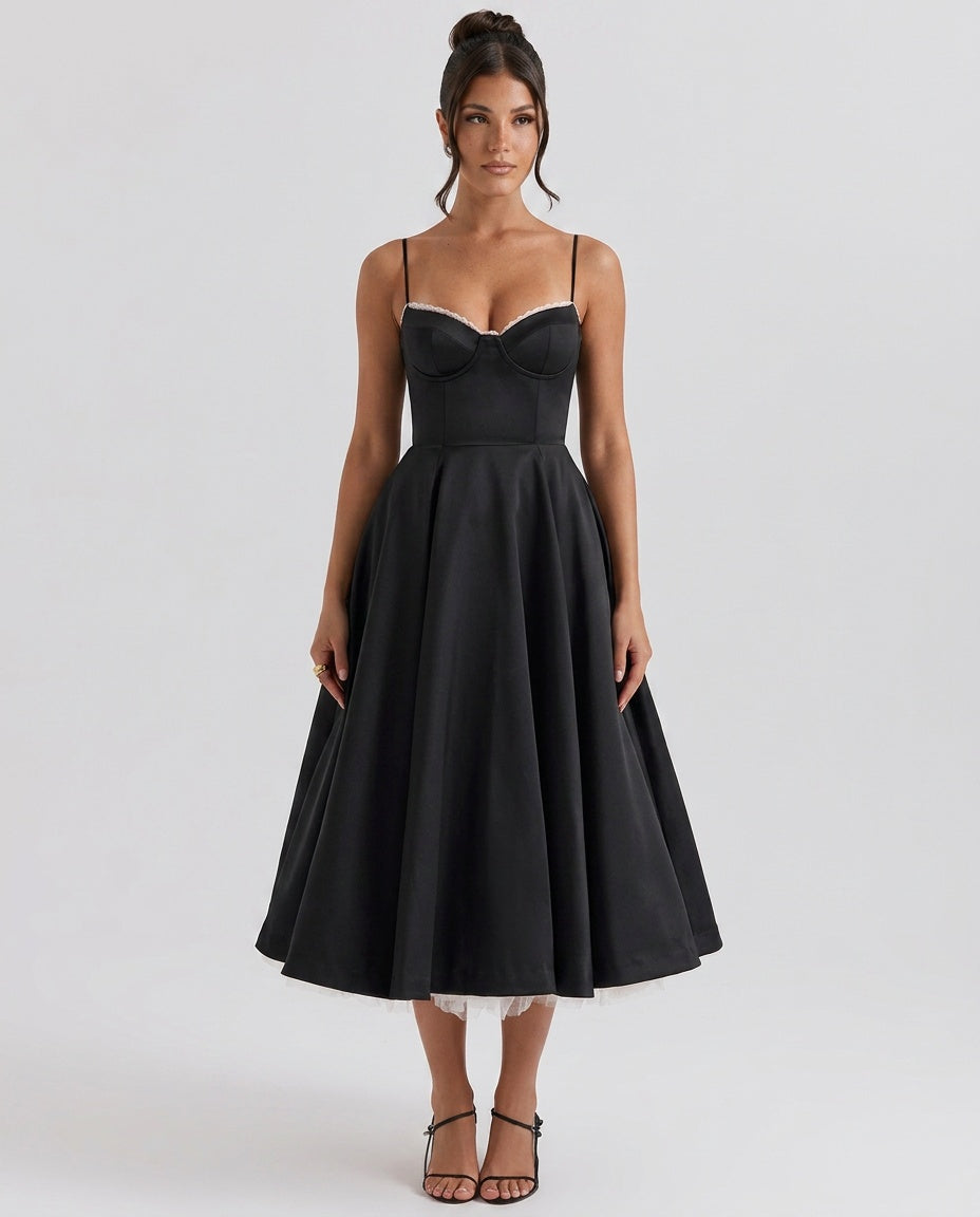 Amara | A-Line Satin-Look Evening Maxi Dress
