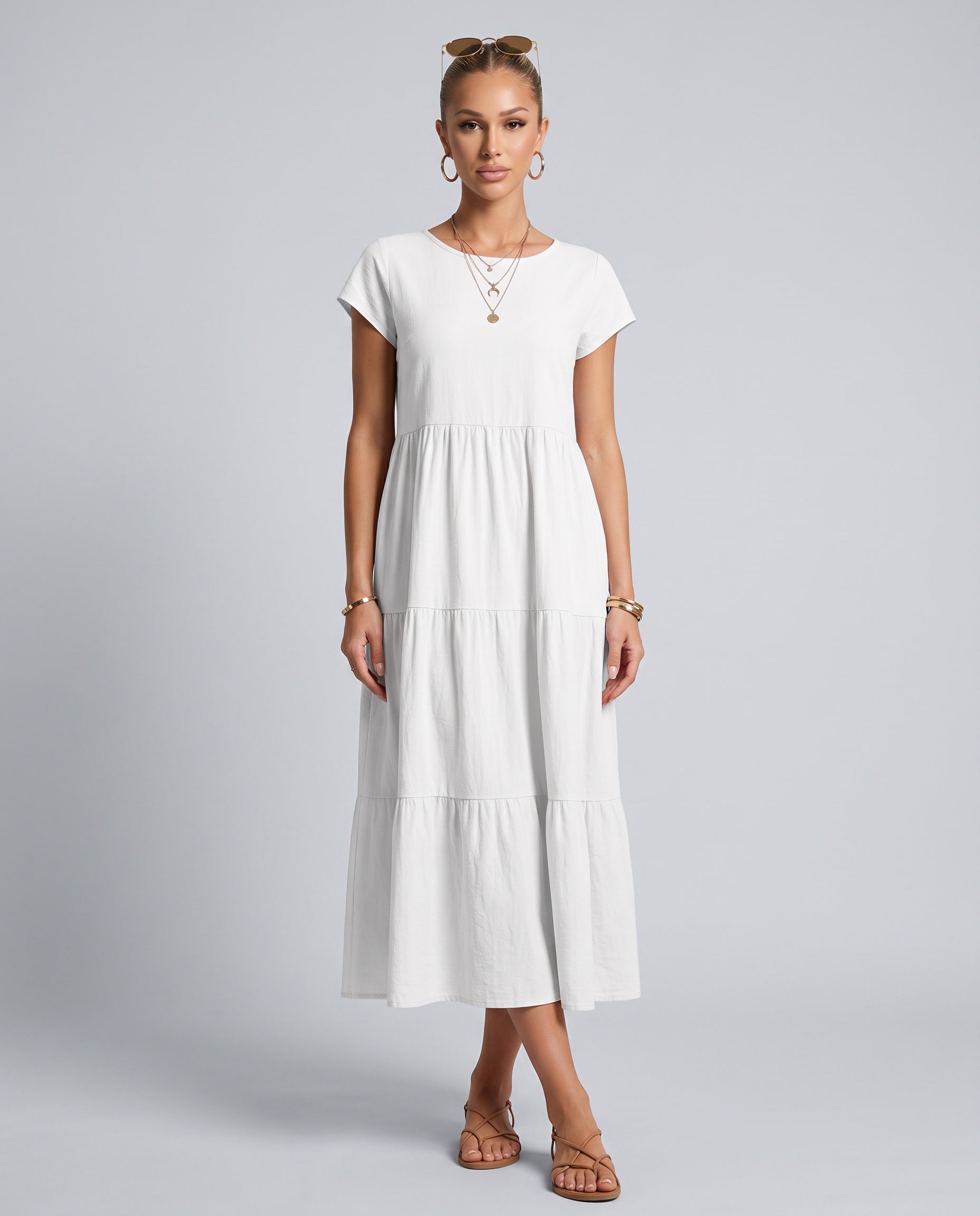 Anais | Loose Fit Round Neck Maxi Dress with Pockets