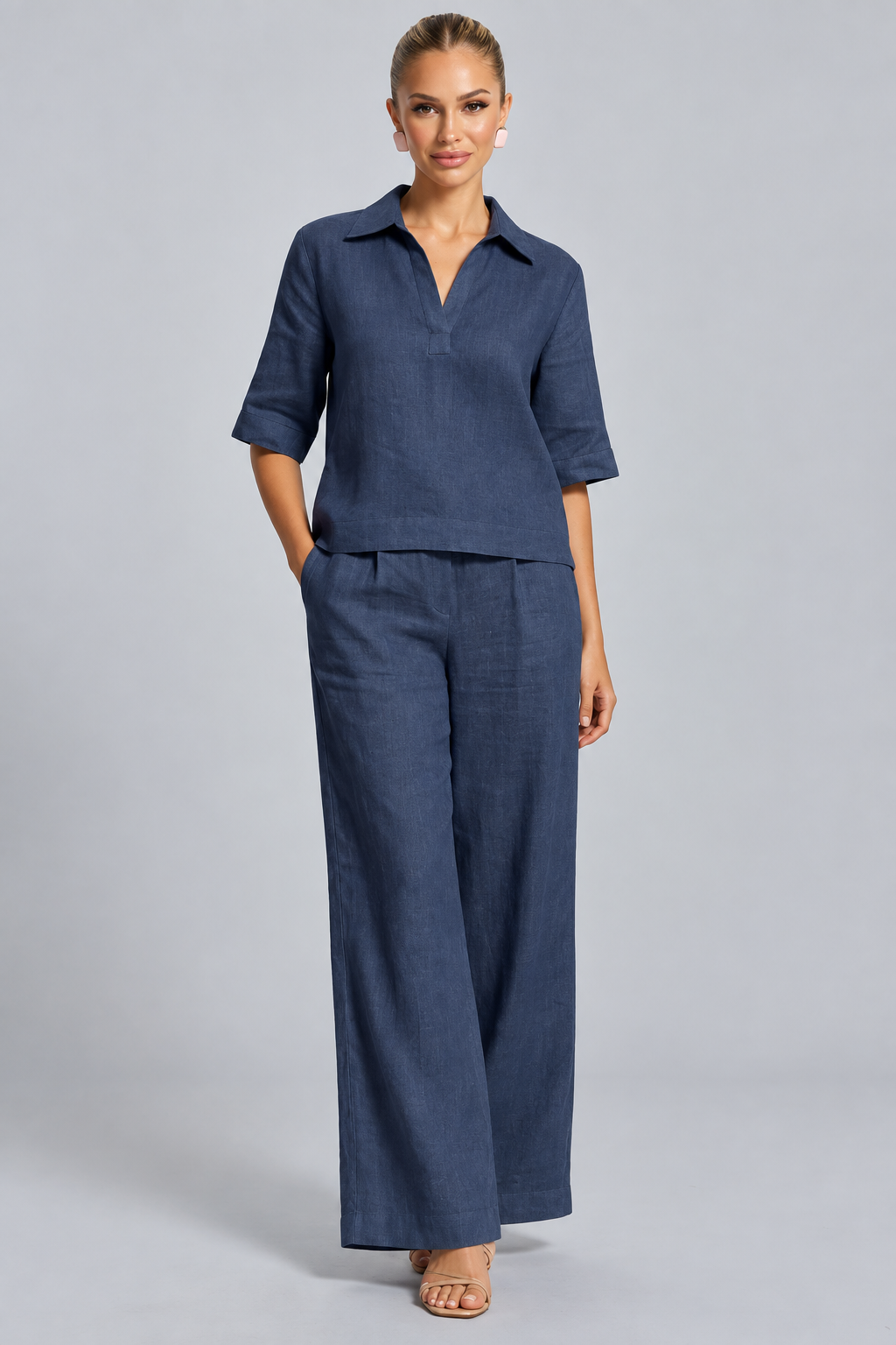 Karla | V-Neck Top and Wide-Leg Trousers Set