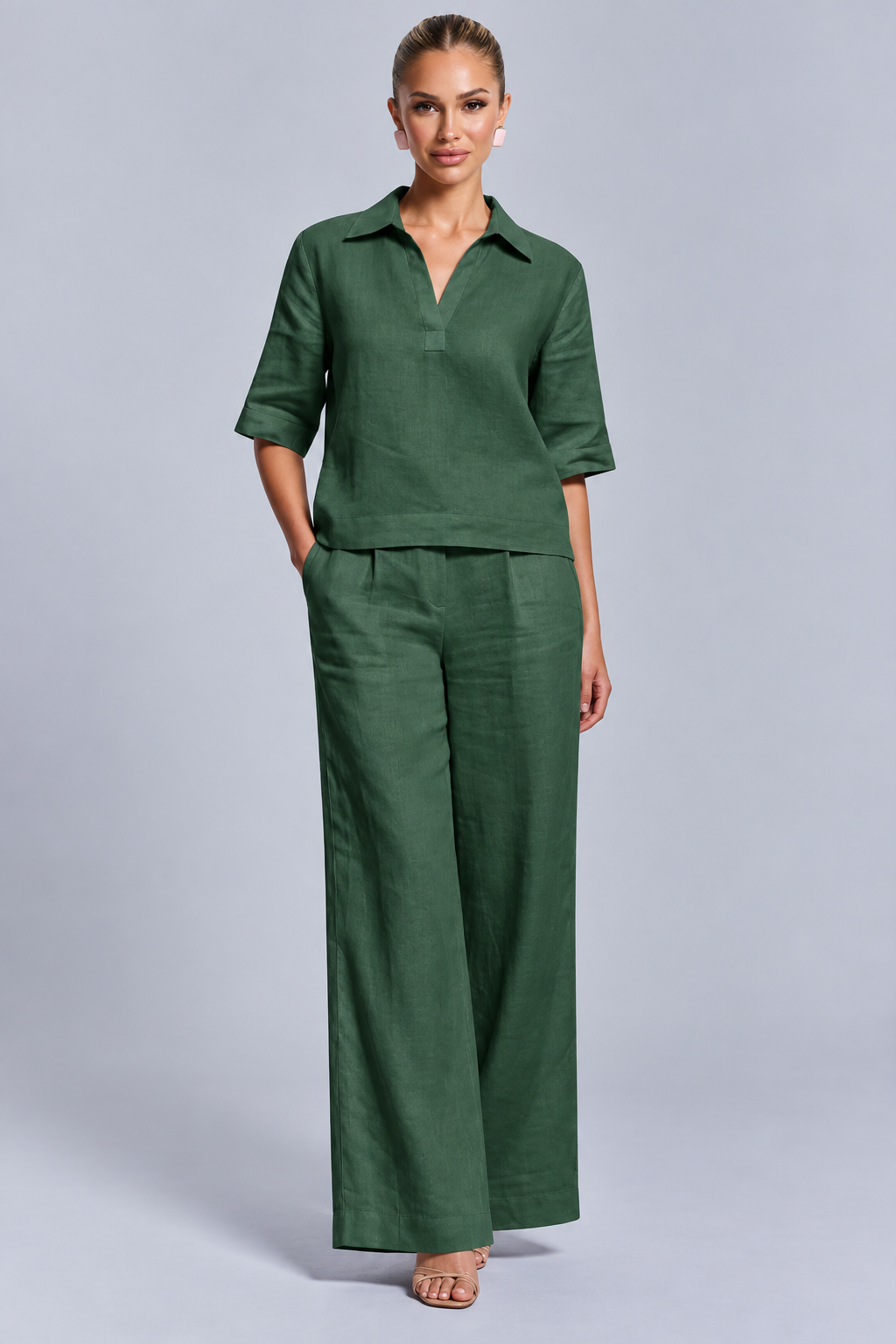 Karla | V-Neck Top and Wide-Leg Trousers Set