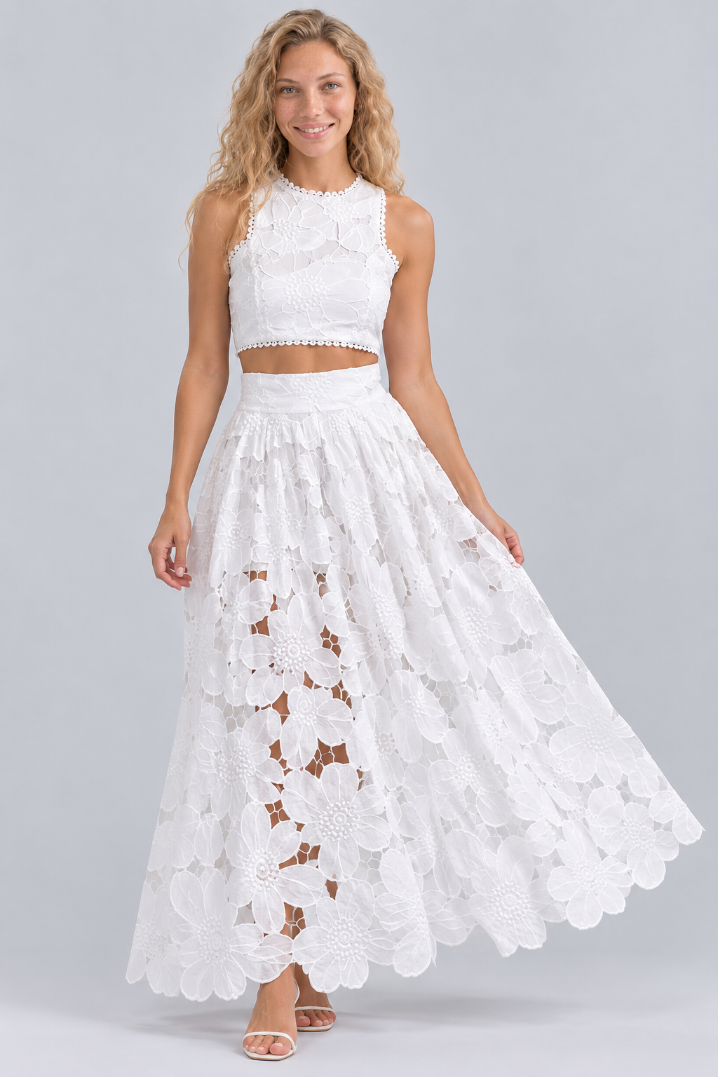 Bertie | Lace Crop Top and Maxi Skirt Two-Piece Set