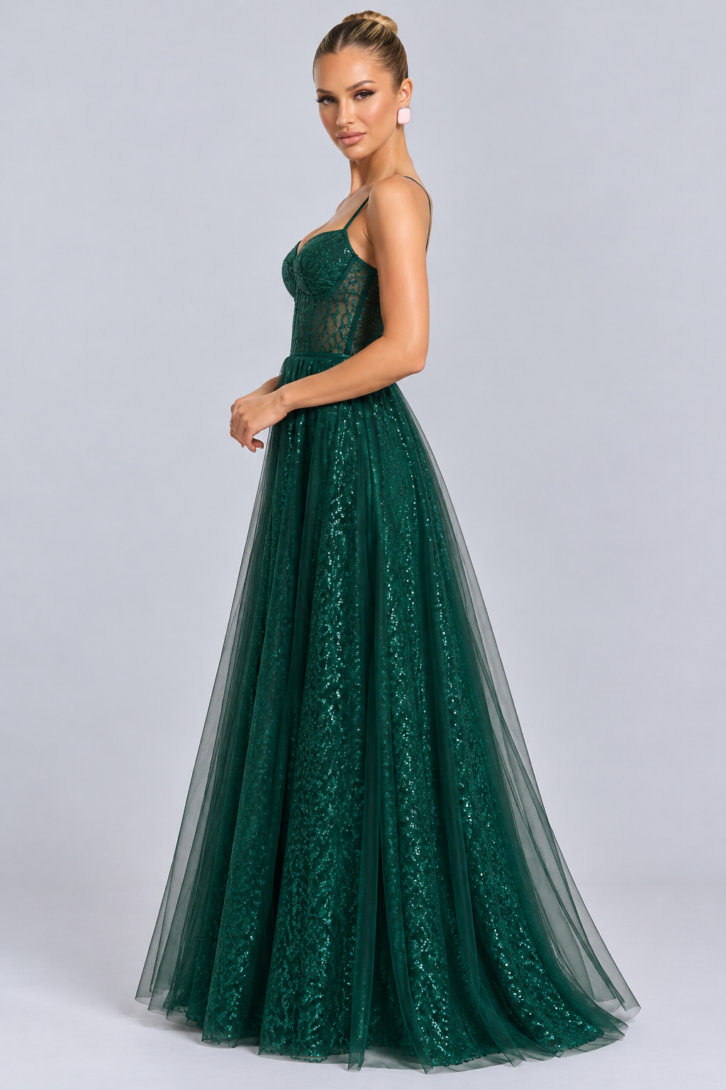 Karla | Sequin Maxi Prom Dress with Spaghetti Straps