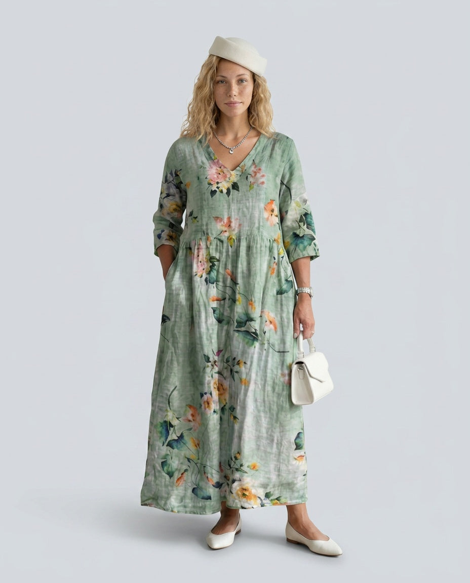 Pia | Soft Structured Light Green Midi Dress