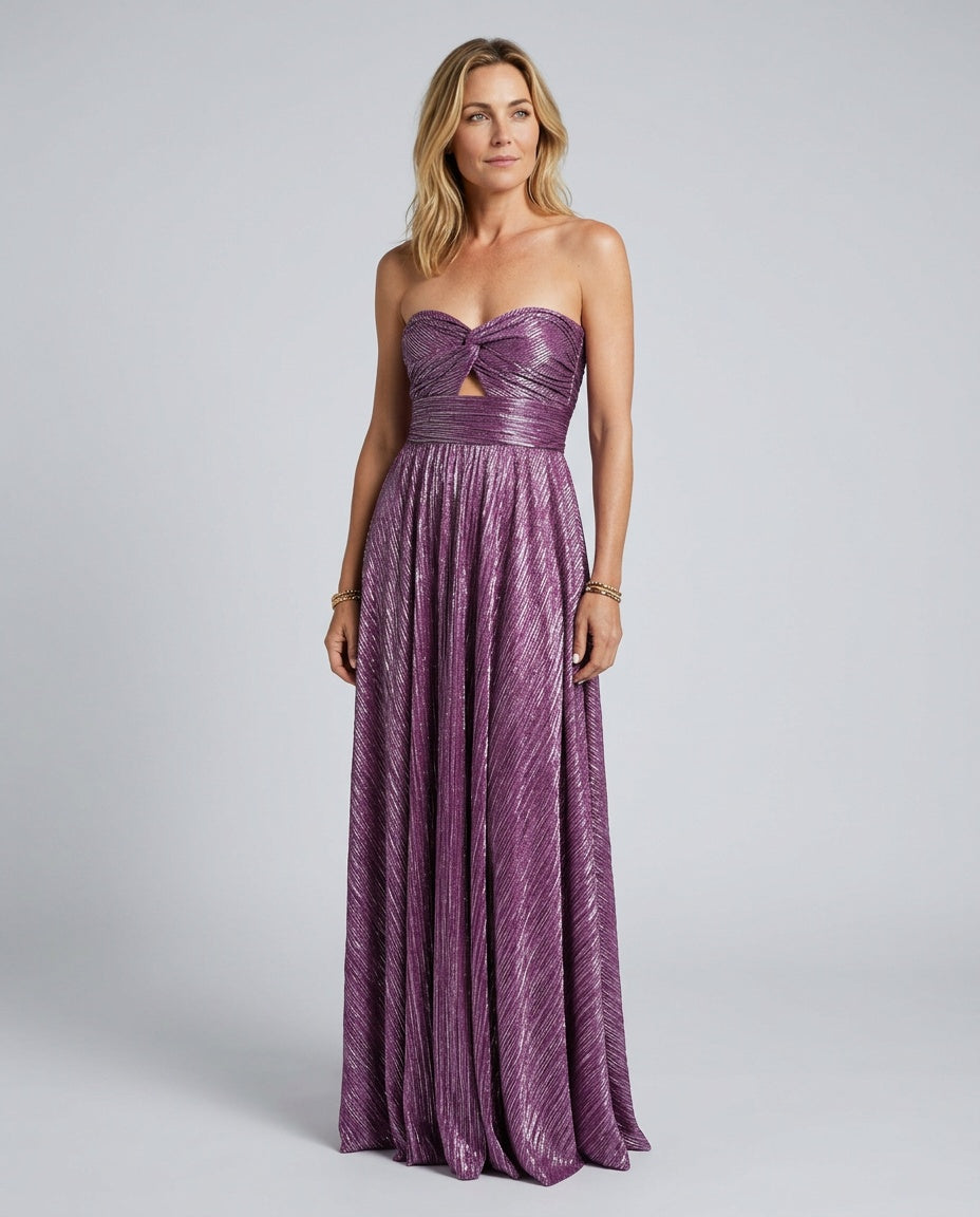 Cora | Strapless Glitter Maxi Dress