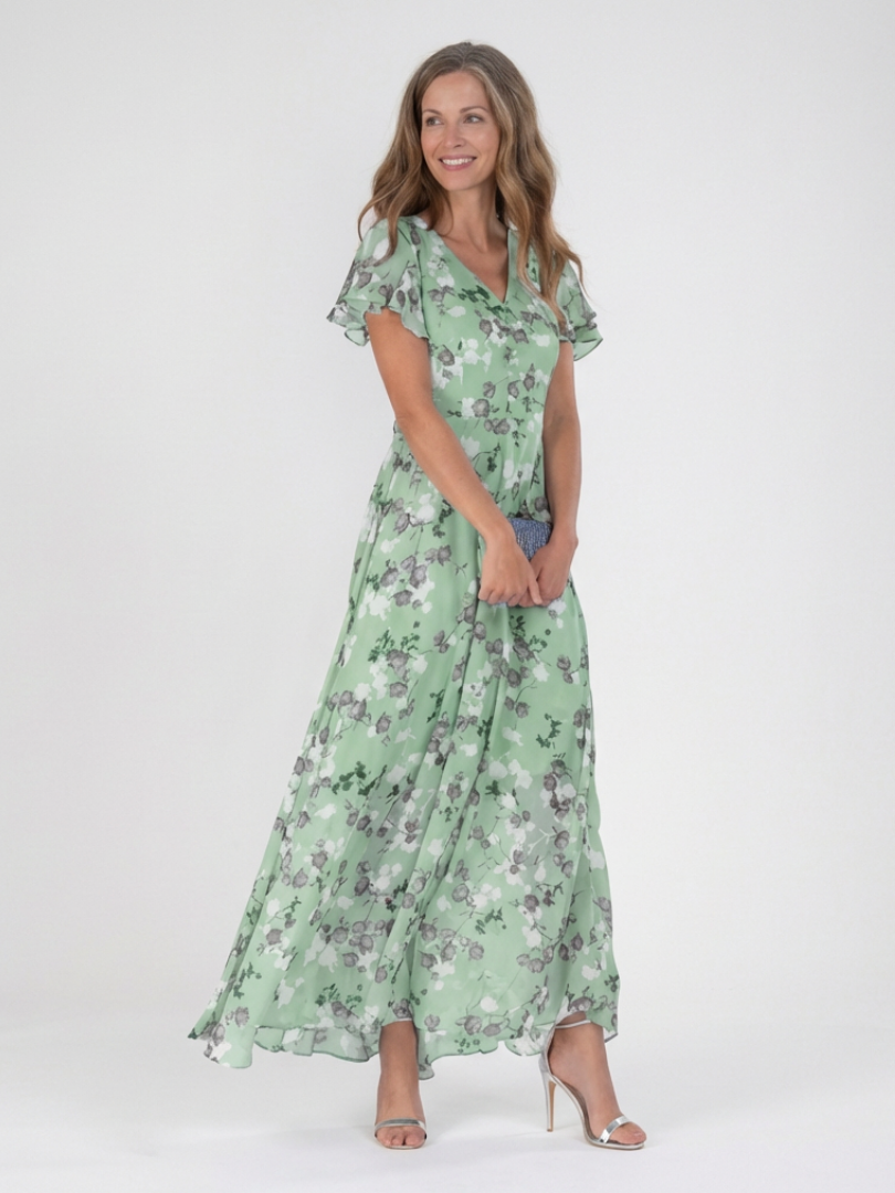 Liora | Floral Chiffon-Look Maxi Dress