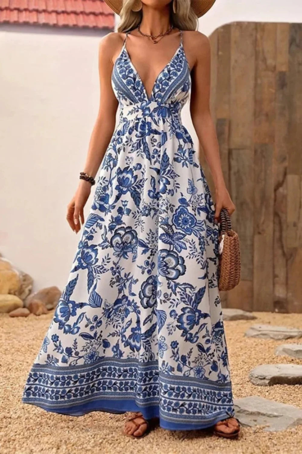 Soraya | Botanical Print High-Low Maxi Dress