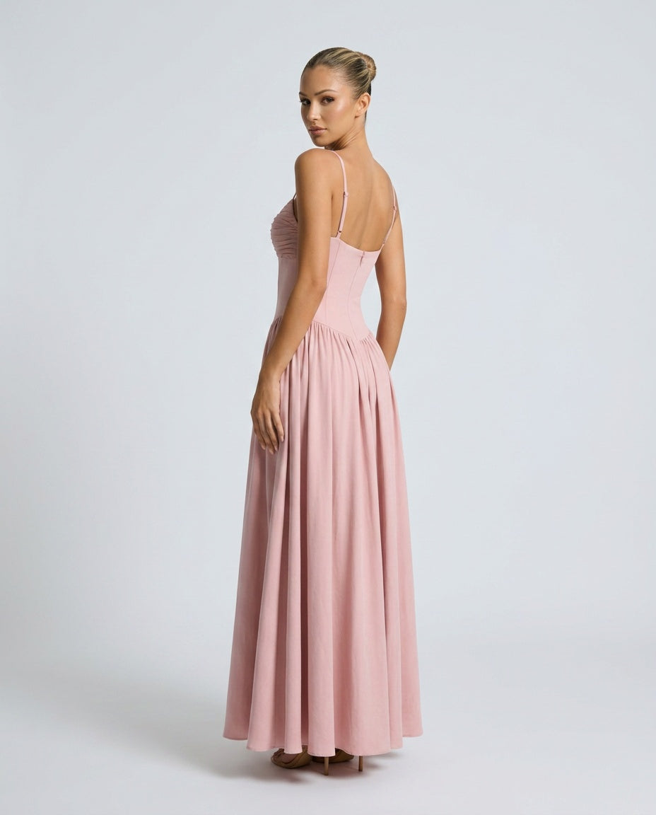 Josephine | Ruched Sweetheart Drop Waist Maxi Dress