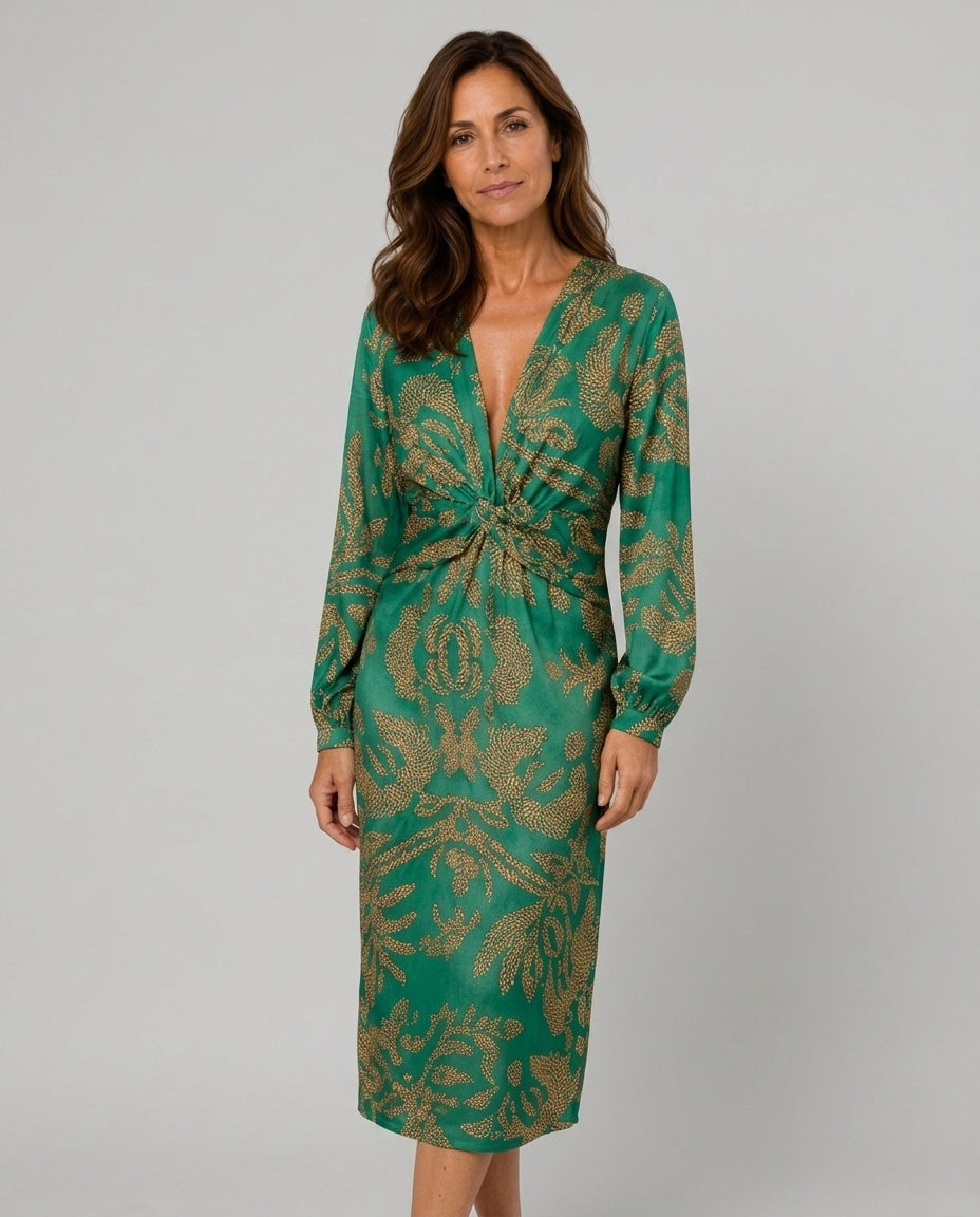 Saskia | Floral Print Button-Front Midi Dress