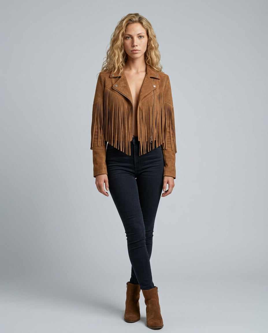 Hadley | Fringe Faux Suede Cropped Jacket
