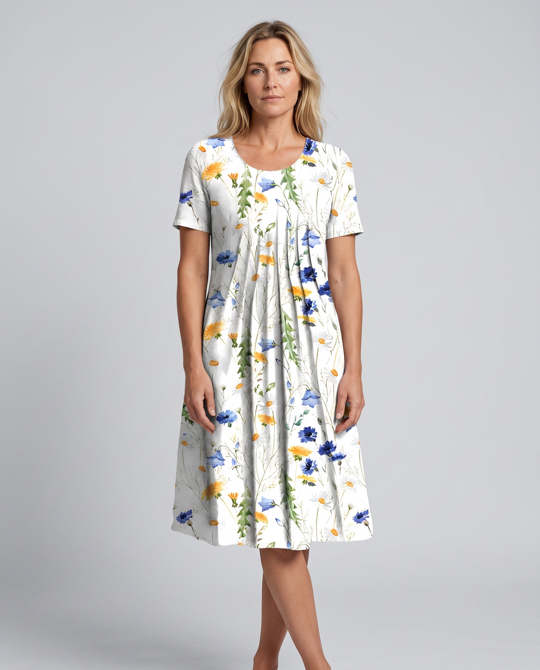 Quinn | Printed Short Sleeve Midi Dress