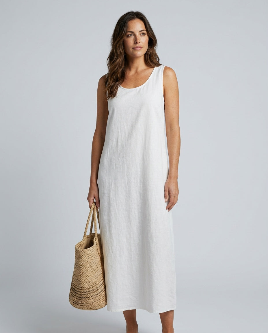 Women's Sleeveless Relaxed Cotton Midi Dress