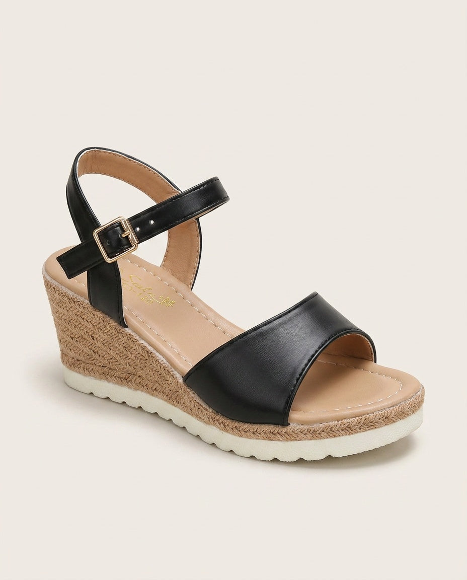 Alejandra | Leather Buckle Strap Wedge Sandals