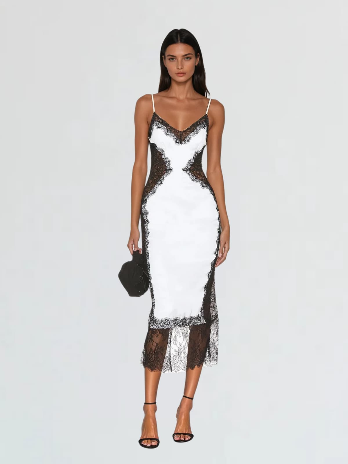Adriana | Spaghetti Strap Lace Midi Dress