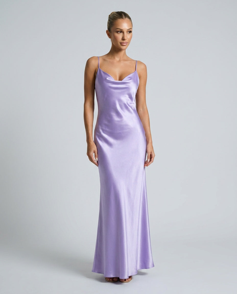 Serena | Cowl Neck Satin-Look Maxi Dress