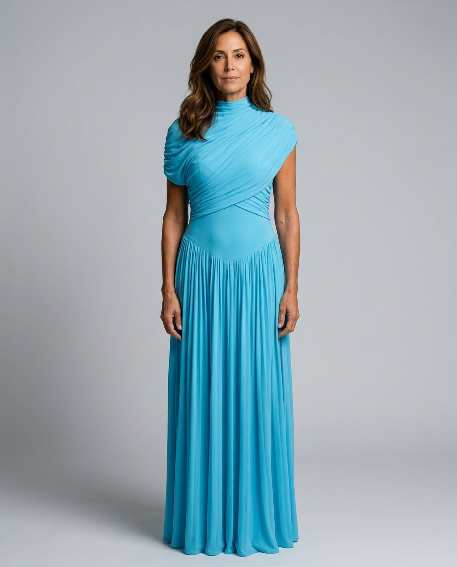 Thael | One-Shoulder Draped Bodice Maxi Dress