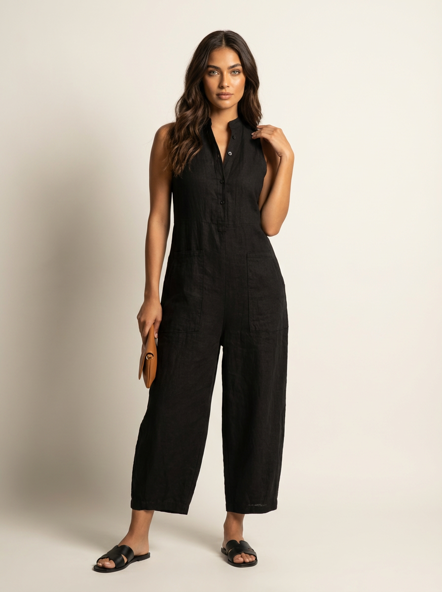 Nova | Wide-Leg Linen-Blend Jumpsuit
