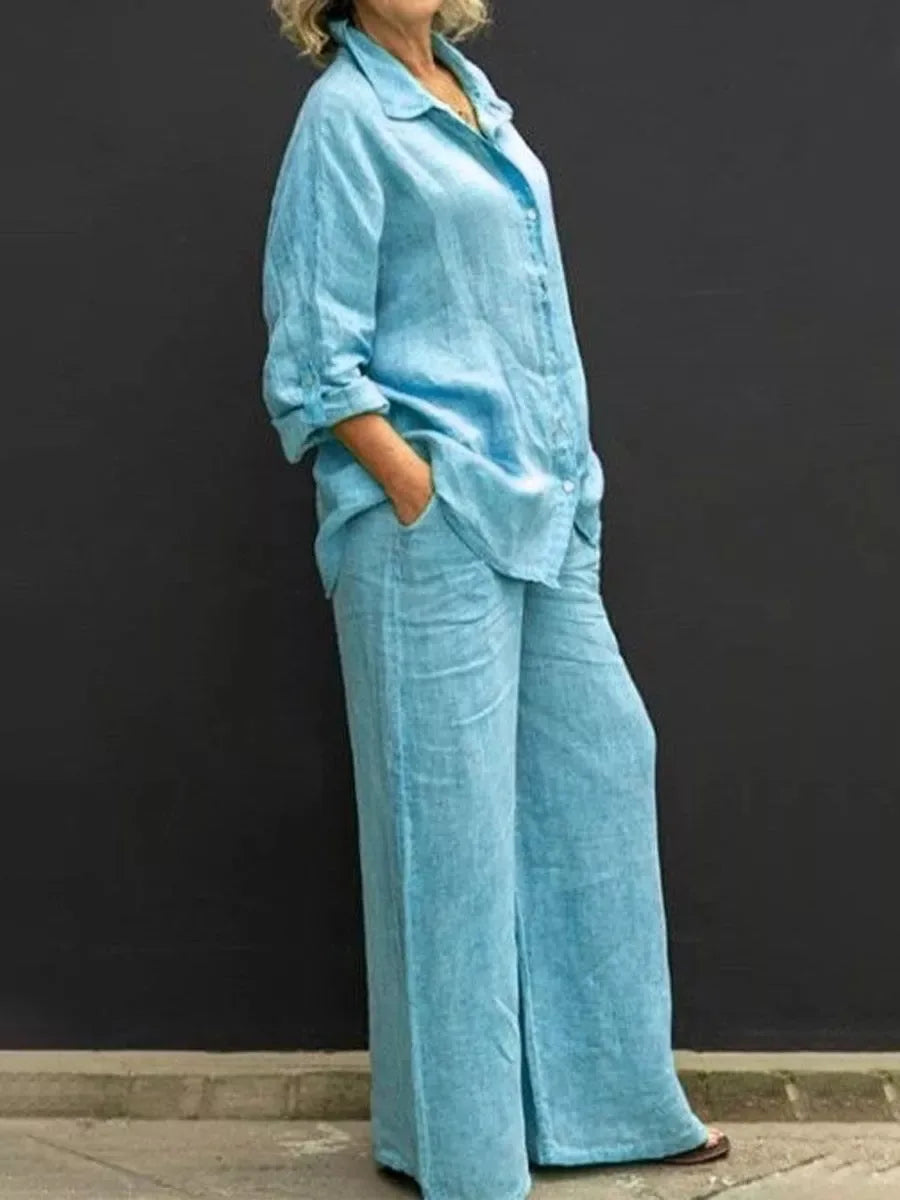 Romy | Linen-Blend Wide-Leg Two-Piece Set