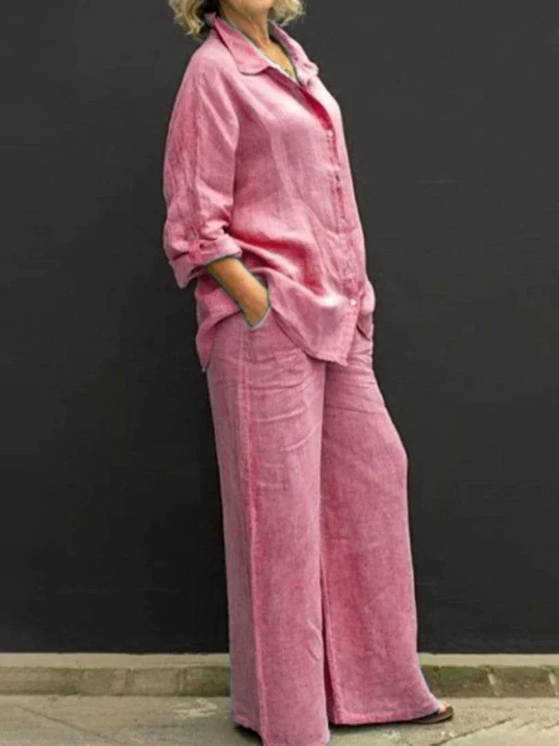 Romy | Linen-Blend Wide-Leg Two-Piece Set