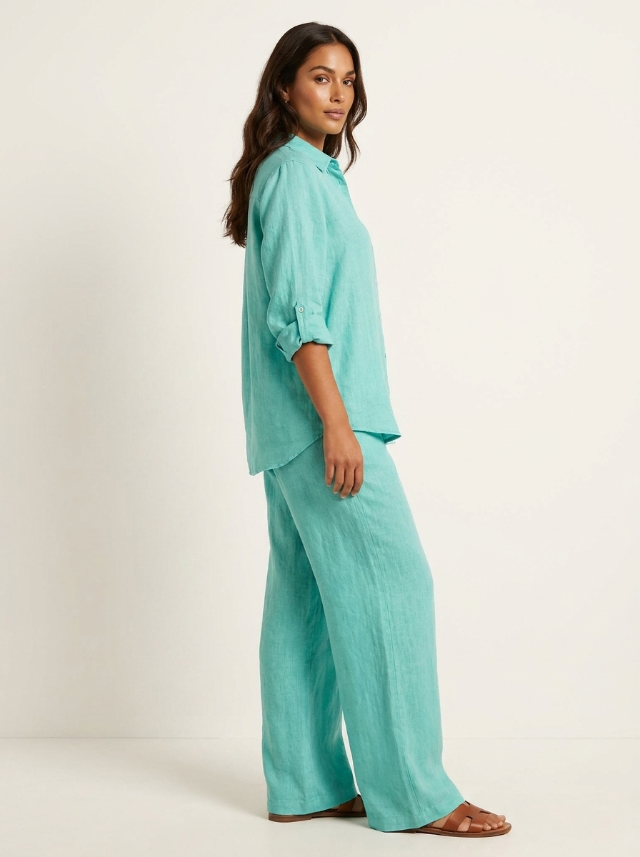 Romy | Linen-Blend Wide-Leg Two-Piece Set